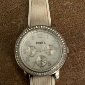 Fossil ES2980 White Leather Watch